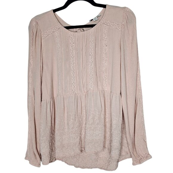 American Eagle Size Large Pink  Babydoll Top Cut Out Back Fairy Cottage Romantic - Picture 1 of 6